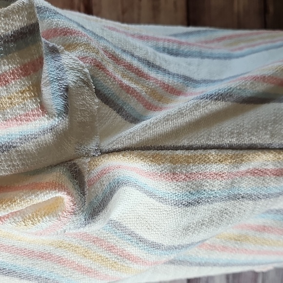 NEW OCEAN DRIVE PASTEL RAINBOW STRIPED LONG SLEEVE PULLOVER CINCHED HOODIE - Picture 9 of 14